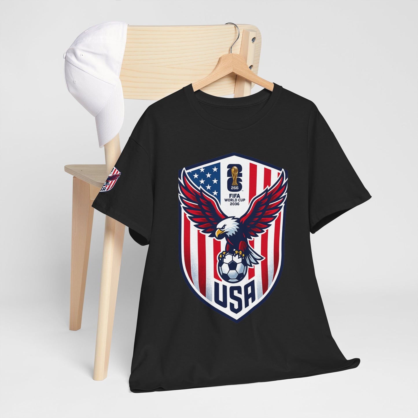 USA Eagle Soccer Shield T‑Shirt — Patriotic American Football Fan Tee