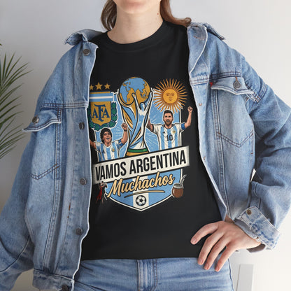 Argentina Soccer T-Shirt – "Vamos Argentina Muchachos" World Cup Fans Tee