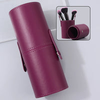 1PCS best-selling purple PU leather makeup brush storage bucket, easy to place large and small brushes, a makeup storage tool 0