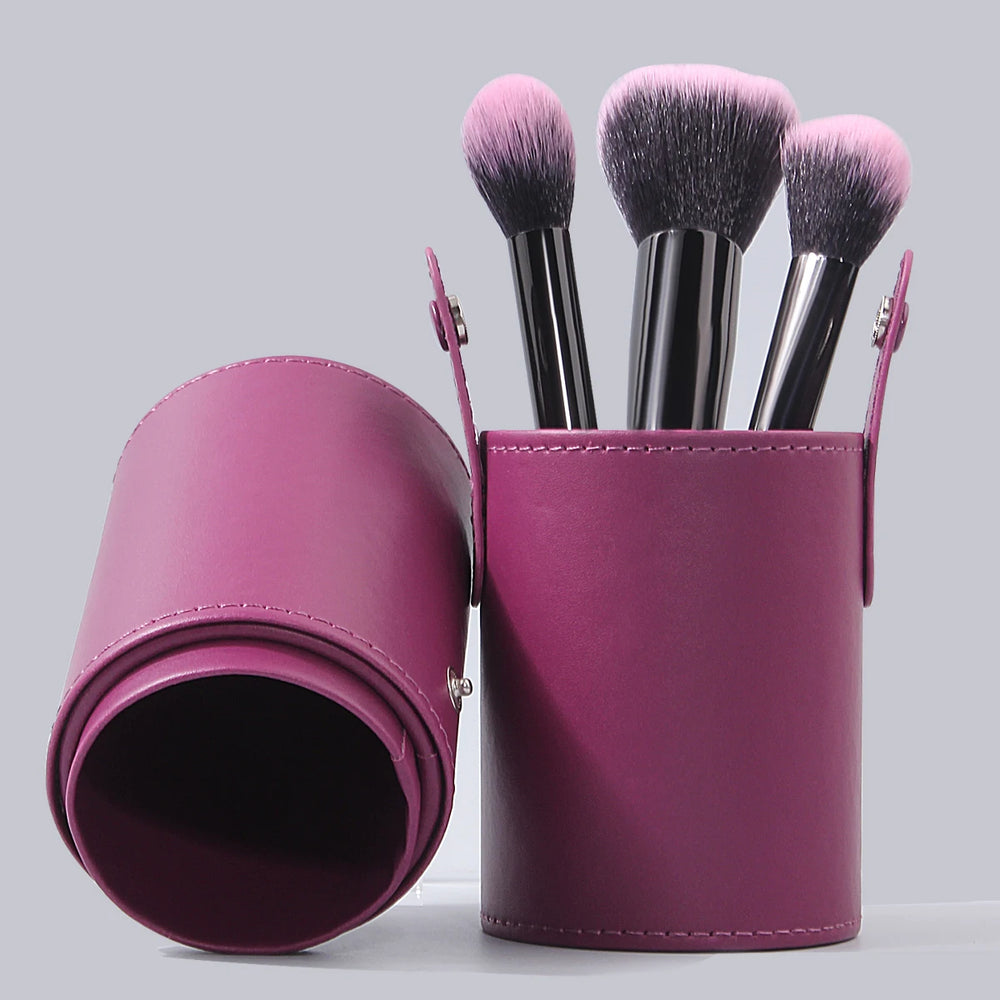 1PCS best-selling purple PU leather makeup brush storage bucket, easy to place large and small brushes, a makeup storage tool 2