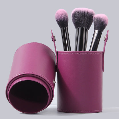 1PCS best-selling purple PU leather makeup brush storage bucket, easy to place large and small brushes, a makeup storage tool 2