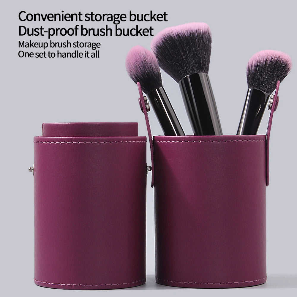 1PCS best-selling purple PU leather makeup brush storage bucket, easy to place large and small brushes, a makeup storage tool 3