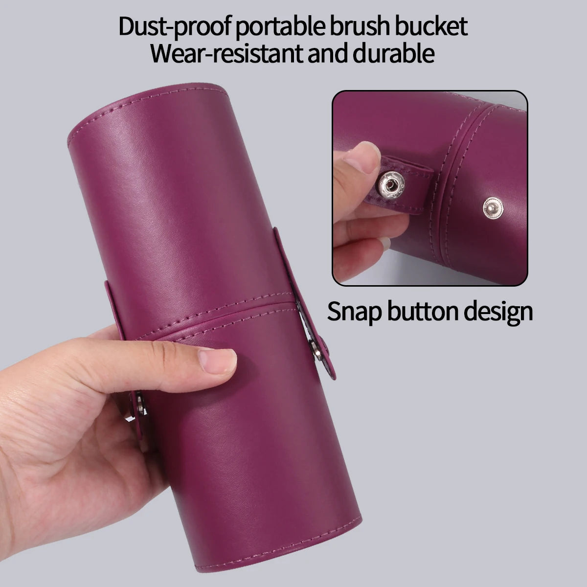 1PCS best-selling purple PU leather makeup brush storage bucket, easy to place large and small brushes, a makeup storage tool 4