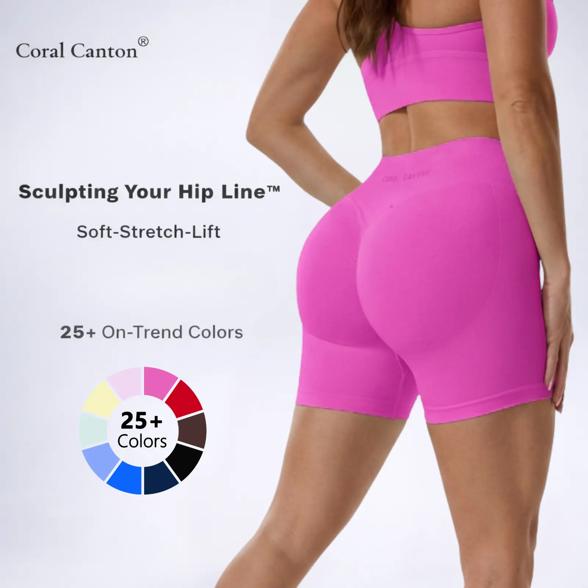 Coral Canton Impact Shorts High Waistband Butt Lifting