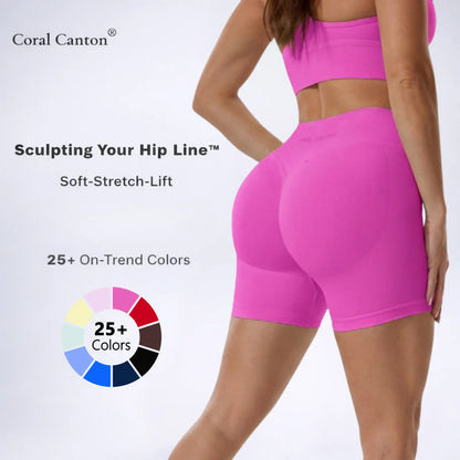 Coral Canton Impact Shorts High Waistband Butt Lifting