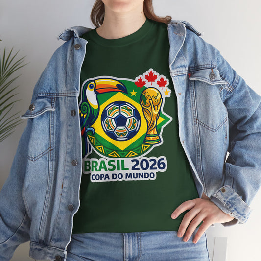Brasil 2026 Copa do Mundo T-Shirt – Soccer World Cup Tee with Toucan & Trophy Design