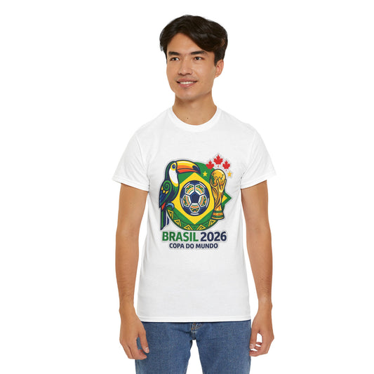 Brasil 2026 Copa do Mundo T-Shirt – Soccer World Cup Tee with Toucan & Trophy Design