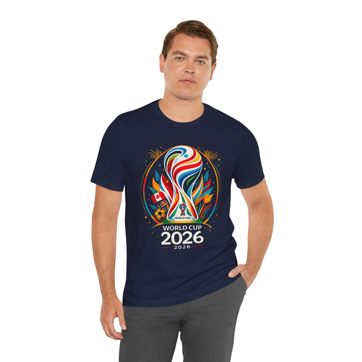 World Cup 2026 Soccer T-Shirt – Colorful Trophy Logo Tee