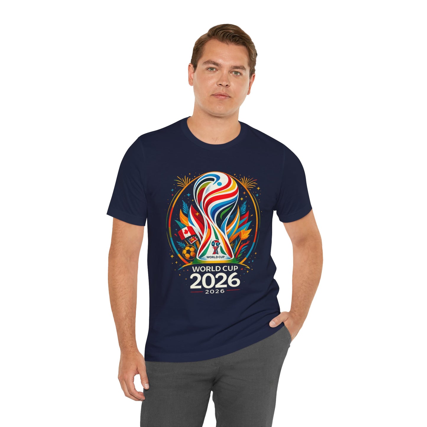World Cup 2026 Soccer T-Shirt – Colorful Trophy Logo Tee