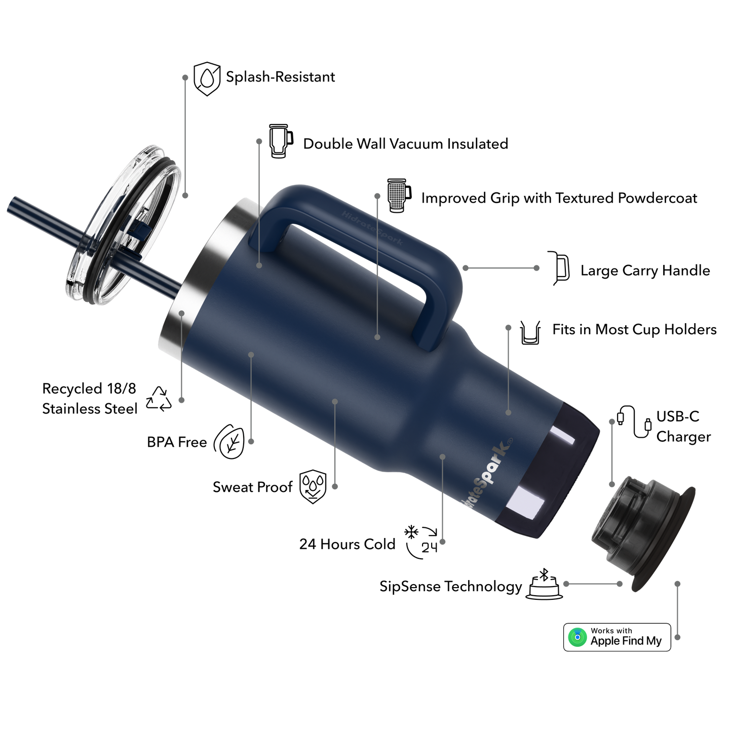 HidrateSpark PRO 2 – 30 oz Smart Hydration Tumbler