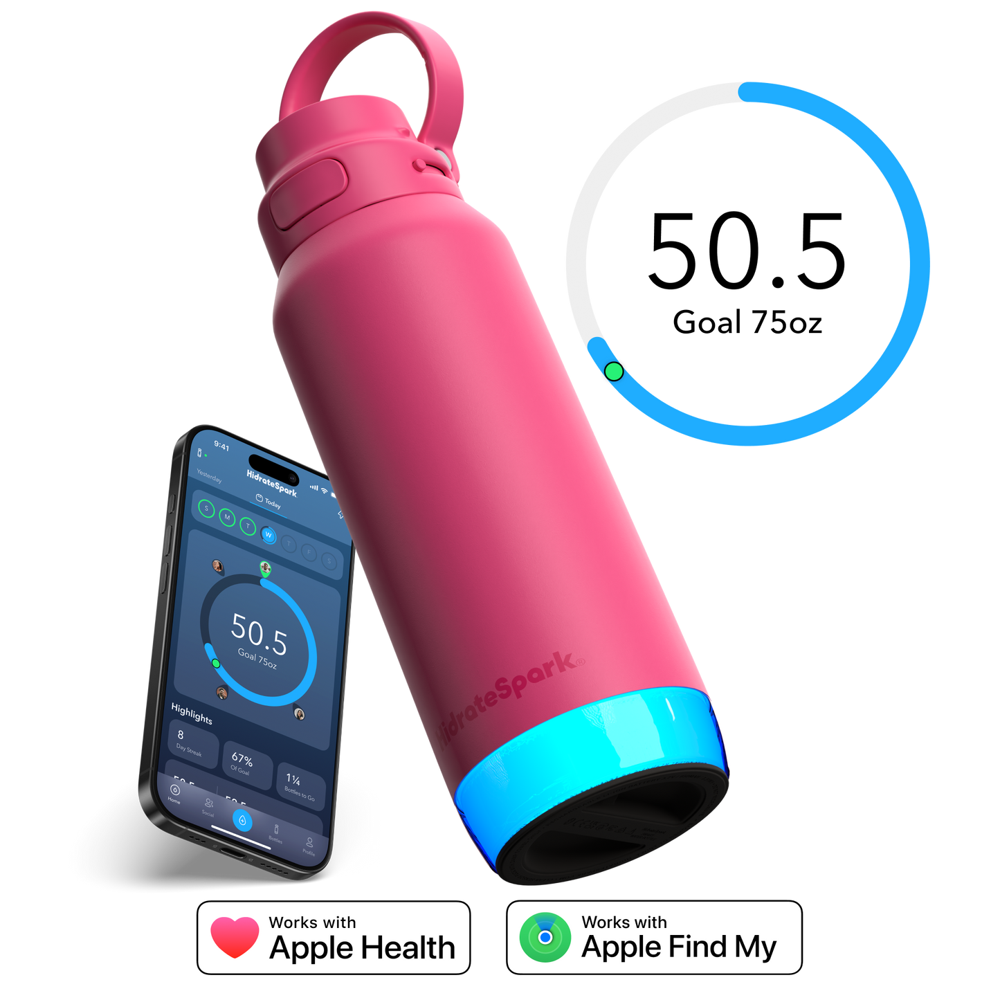 HidrateSpark PRO 2 Smart Bottle – 32 oz for Advanced Hydration Tracking