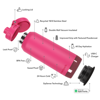 HidrateSpark PRO 2 Smart Bottle – 32 oz for Advanced Hydration Tracking