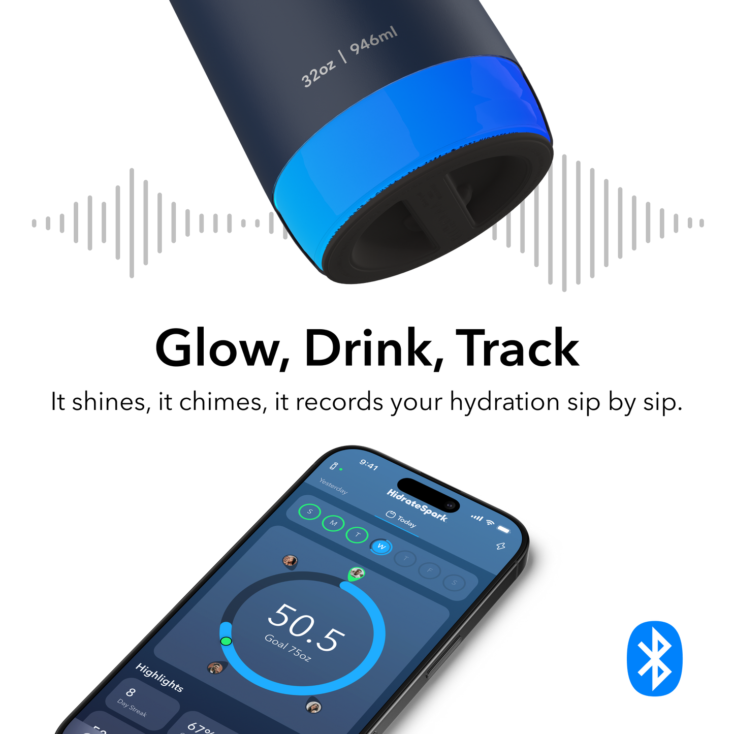 HidrateSpark PRO 2 Smart Bottle – 32 oz for Advanced Hydration Tracking