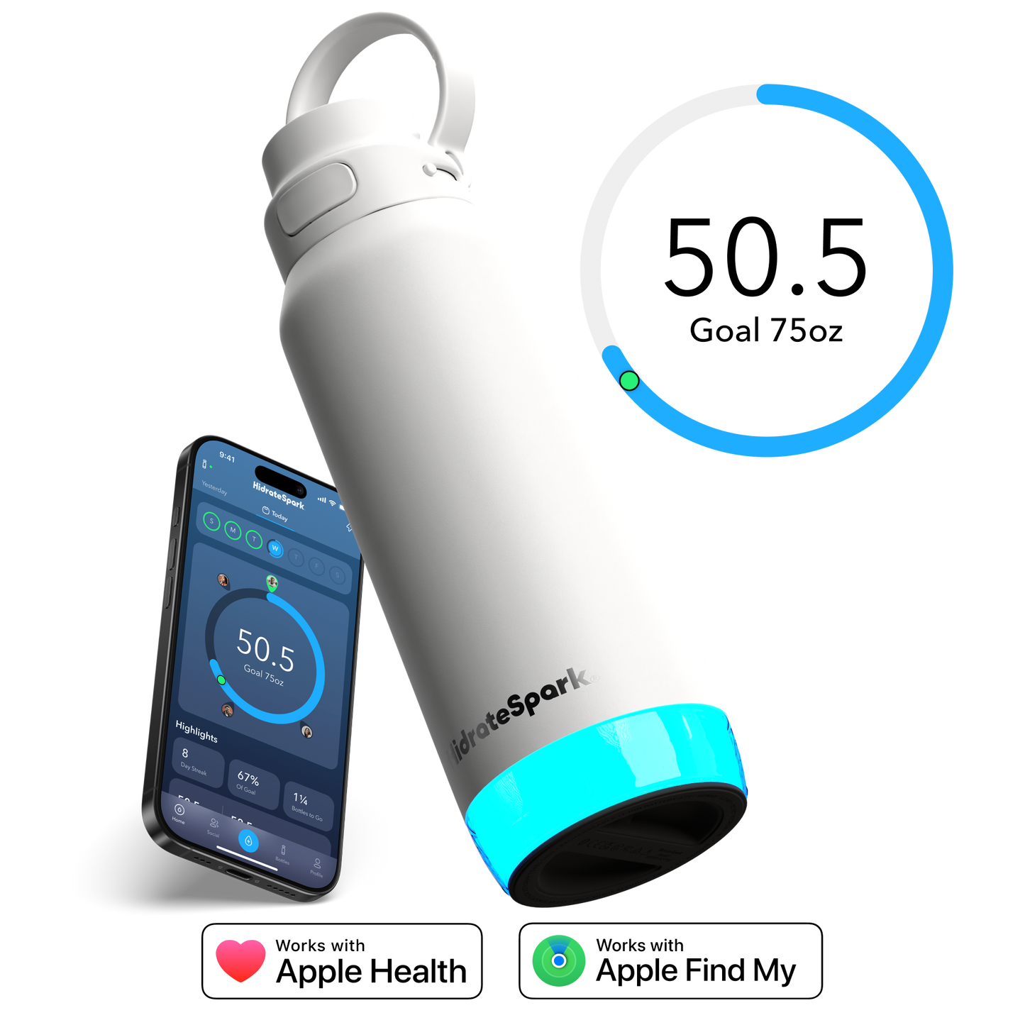 HidrateSpark PRO 2 Smart Bottle – 32 oz for Advanced Hydration Tracking