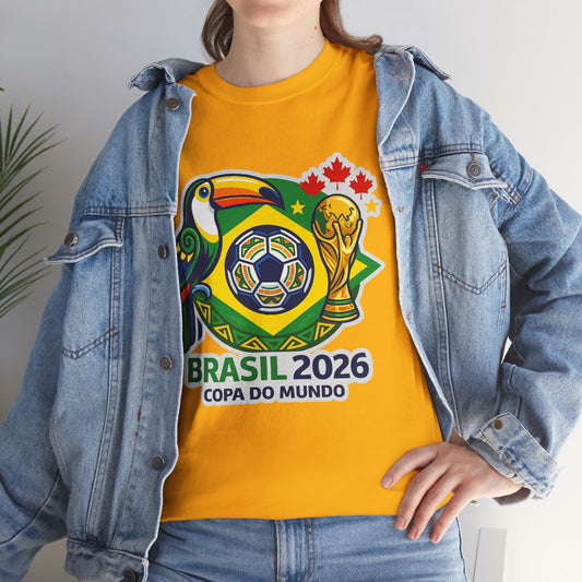Brasil 2026 Copa do Mundo T-Shirt – Soccer World Cup Tee with Toucan & Trophy Design