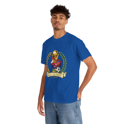 France Soccer Fan T‑Shirt — 'Allez Les Bleus' Rooster & World Cup Crest