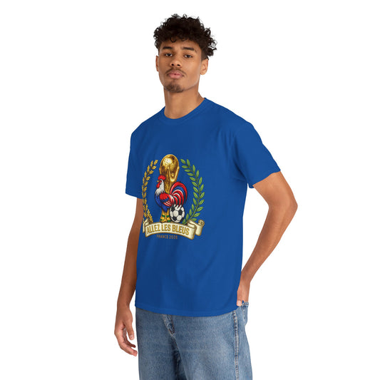 France Soccer Fan T‑Shirt — 'Allez Les Bleus' Rooster & World Cup Crest