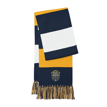 Embroidered Striped Spectator Scarf – Team Colors Fan Scarf with Crest