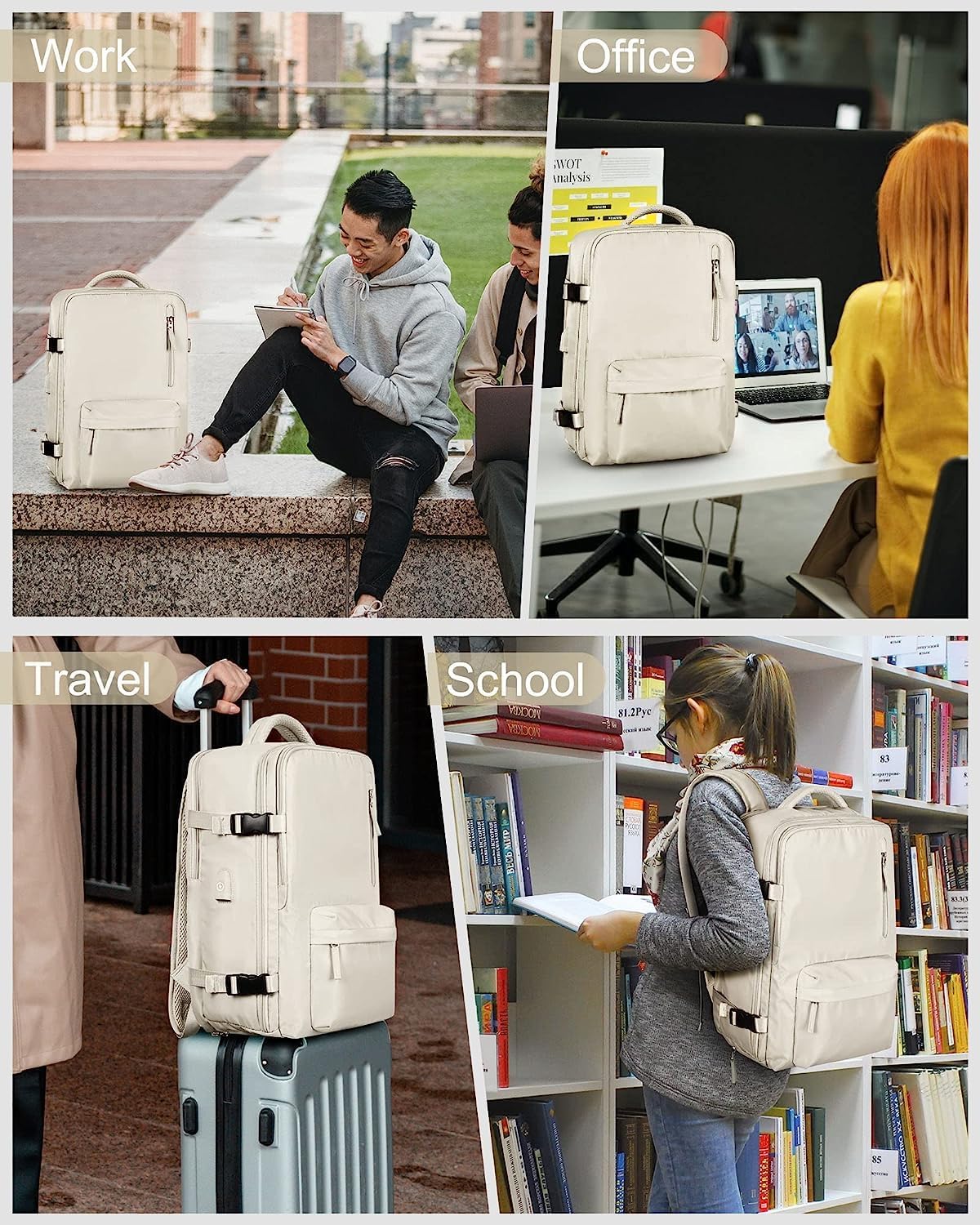 40L Waterproof Travel Backpack with Shoe Compartment & USB Port – 14” (35.56 cm)Laptop Fit 3