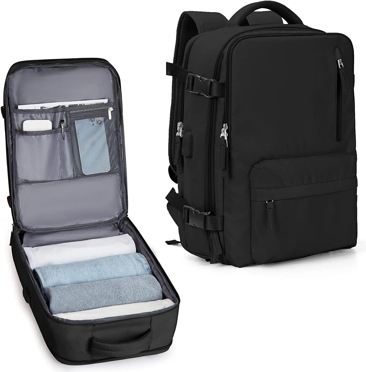 40L Waterproof Travel Backpack with Shoe Compartment & USB Port – 14” (35.56 cm)Laptop Fit 4