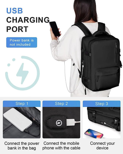 40L Waterproof Travel Backpack with Shoe Compartment & USB Port – 14” (35.56 cm)Laptop Fit 6
