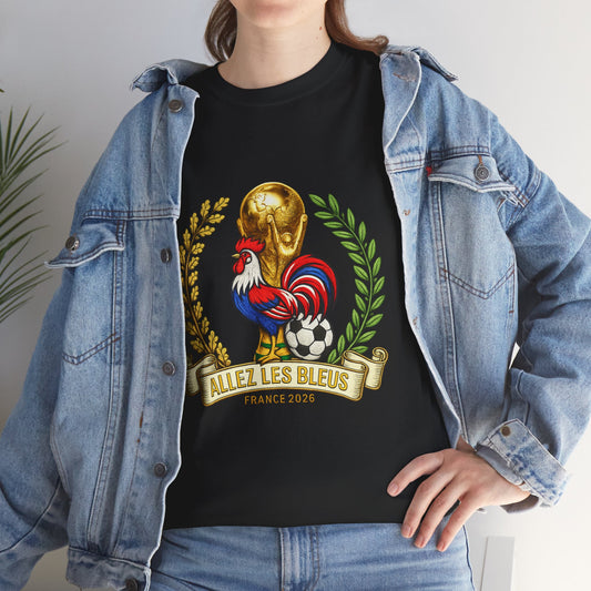 France Soccer Fan T‑Shirt — 'Allez Les Bleus' Rooster & World Cup Crest