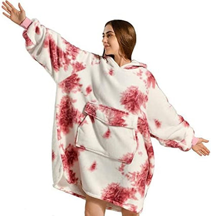 Krifey Wearable Blanket Hoodie, Oversized Sherpa Hooded for Women and Men, Cozy Sweatshirt with Giant Pocket
