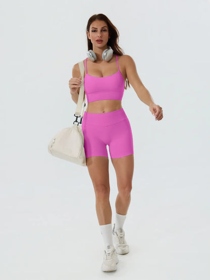 Coral Canton Impact Shorts High Waistband Butt Lifting