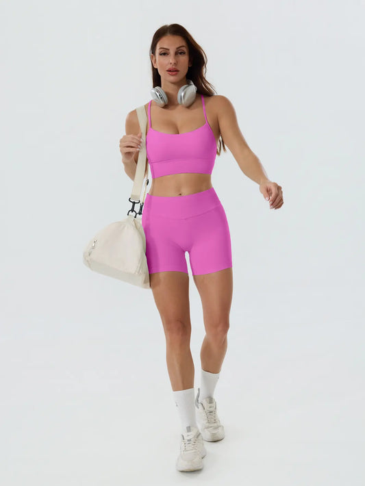 Coral Canton Impact Shorts High Waistband Butt Lifting
