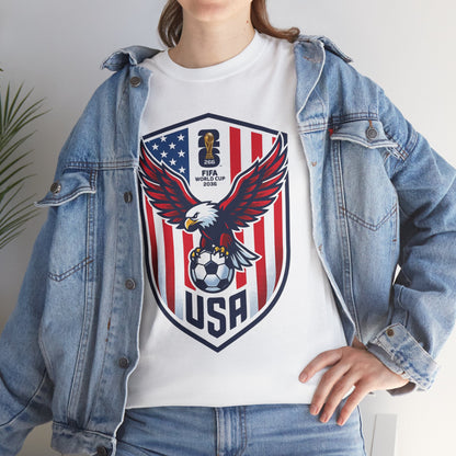 USA Eagle Soccer Shield T‑Shirt — Patriotic American Football Fan Tee
