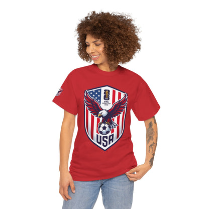 USA Eagle Soccer Shield T‑Shirt — Patriotic American Football Fan Tee