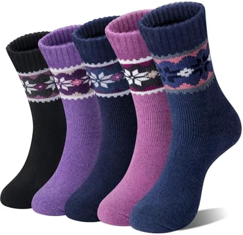 Loritta Women's Wool Socks - Warm Winter Knit Crew Calf-Length Socks for Hiking Boots, Cozy Boot Socks, Perfect Gift & Stocking Stuffer