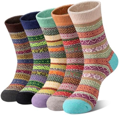 Loritta Women's Wool Socks - Warm Winter Knit Crew Calf-Length Socks for Hiking Boots, Cozy Boot Socks, Perfect Gift & Stocking Stuffer