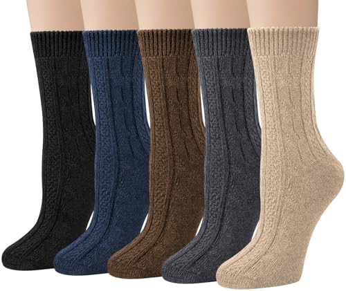 Loritta Women's Wool Socks - Warm Winter Knit Crew Calf-Length Socks for Hiking Boots, Cozy Boot Socks, Perfect Gift & Stocking Stuffer
