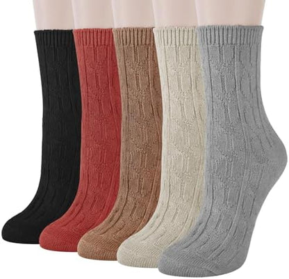 Loritta Women's Wool Socks - Warm Winter Knit Crew Calf-Length Socks for Hiking Boots, Cozy Boot Socks, Perfect Gift & Stocking Stuffer
