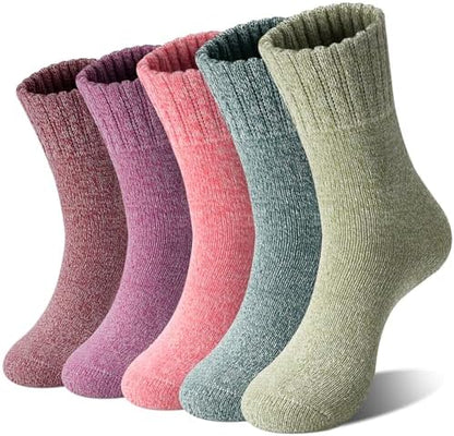 Loritta Women's Wool Socks - Warm Winter Knit Crew Calf-Length Socks for Hiking Boots, Cozy Boot Socks, Perfect Gift & Stocking Stuffer