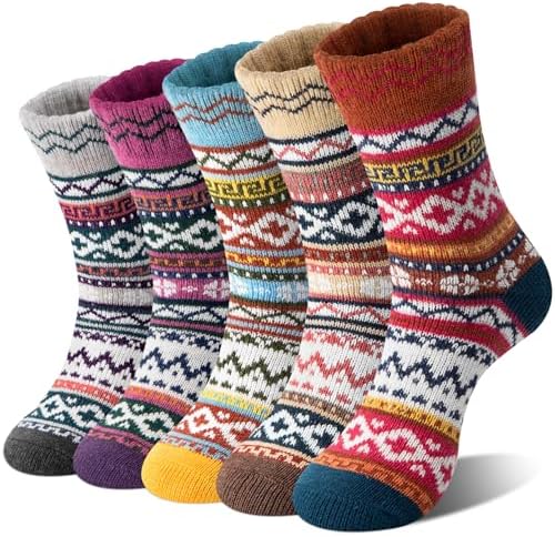 Loritta Women's Wool Socks - Warm Winter Knit Crew Calf-Length Socks for Hiking Boots, Cozy Boot Socks, Perfect Gift & Stocking Stuffer