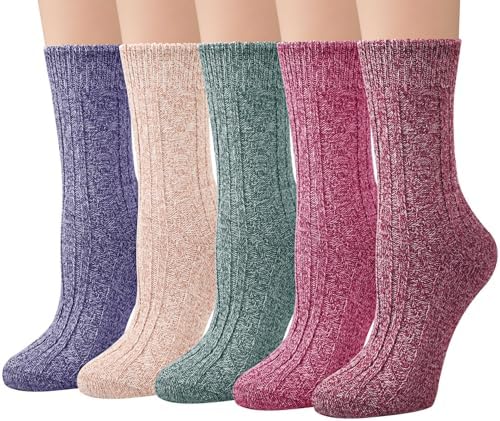 Loritta Women's Wool Socks - Warm Winter Knit Crew Calf-Length Socks for Hiking Boots, Cozy Boot Socks, Perfect Gift & Stocking Stuffer