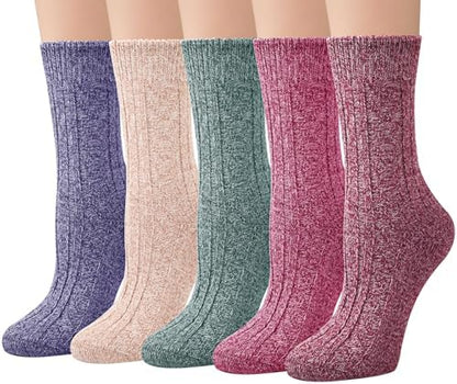 Loritta Women's Wool Socks - Warm Winter Knit Crew Calf-Length Socks for Hiking Boots, Cozy Boot Socks, Perfect Gift & Stocking Stuffer