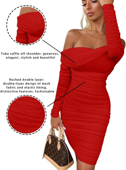 Off-Shoulder Mini Dress - Party Dress - Valentines Day