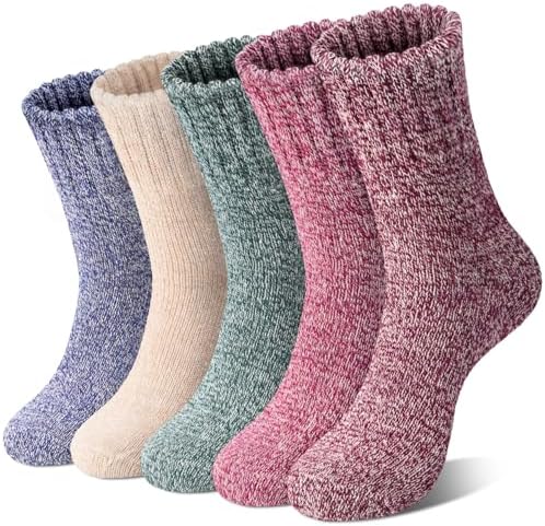 Loritta Women's Wool Socks - Warm Winter Knit Crew Calf-Length Socks for Hiking Boots, Cozy Boot Socks, Perfect Gift & Stocking Stuffer