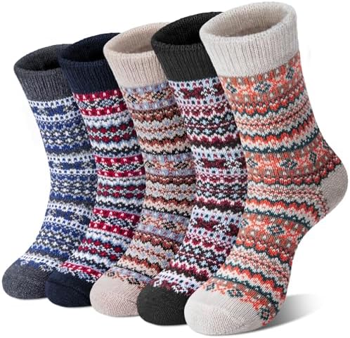Loritta Women's Wool Socks - Warm Winter Knit Crew Calf-Length Socks for Hiking Boots, Cozy Boot Socks, Perfect Gift & Stocking Stuffer