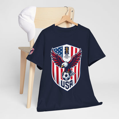 USA Eagle Soccer Shield T‑Shirt — Patriotic American Football Fan Tee