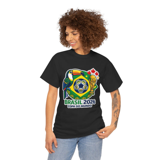 Brasil 2026 Copa do Mundo T-Shirt – Soccer World Cup Tee with Toucan & Trophy Design