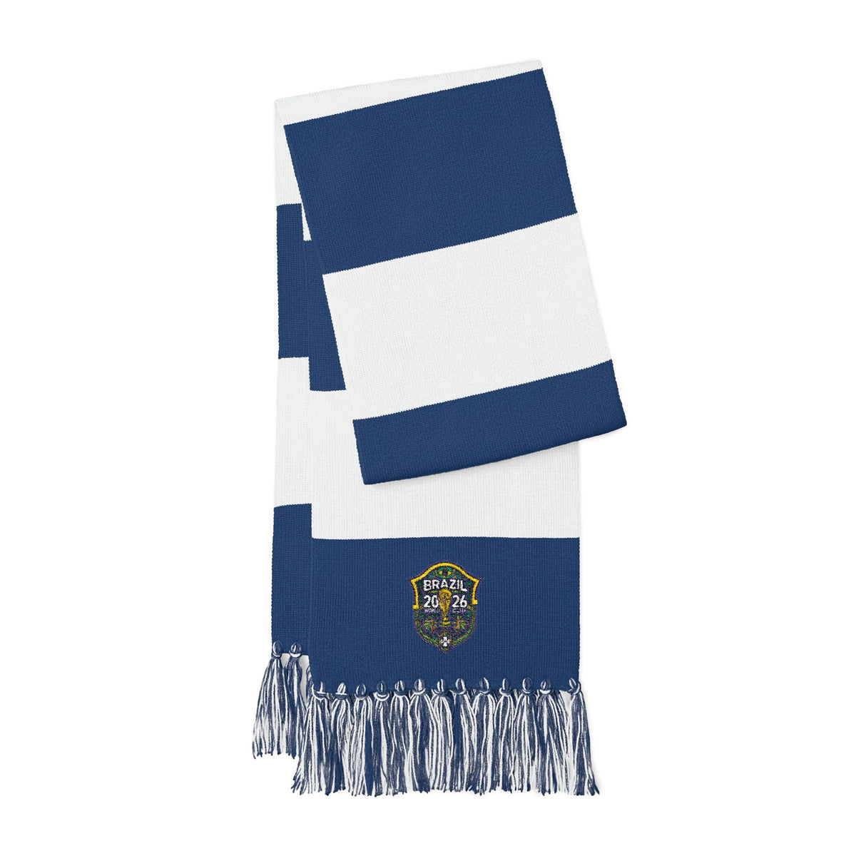 Embroidered Striped Spectator Scarf – Team Colors Fan Scarf with Crest