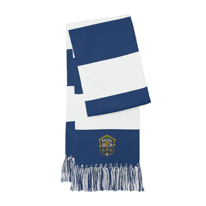 Embroidered Striped Spectator Scarf – Team Colors Fan Scarf with Crest
