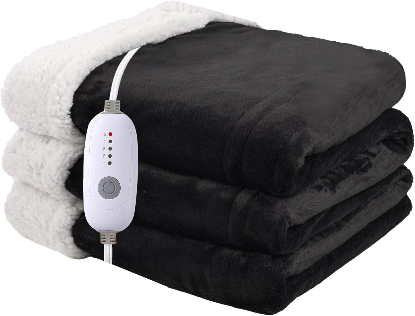 Ultra-Cozy Full-Size Electric Heated Blanket 72 x 84 in — Soft Flannel, Auto-Off (1–10 hrs), 6 Heat Settings, Machine Washable, Dark Grey