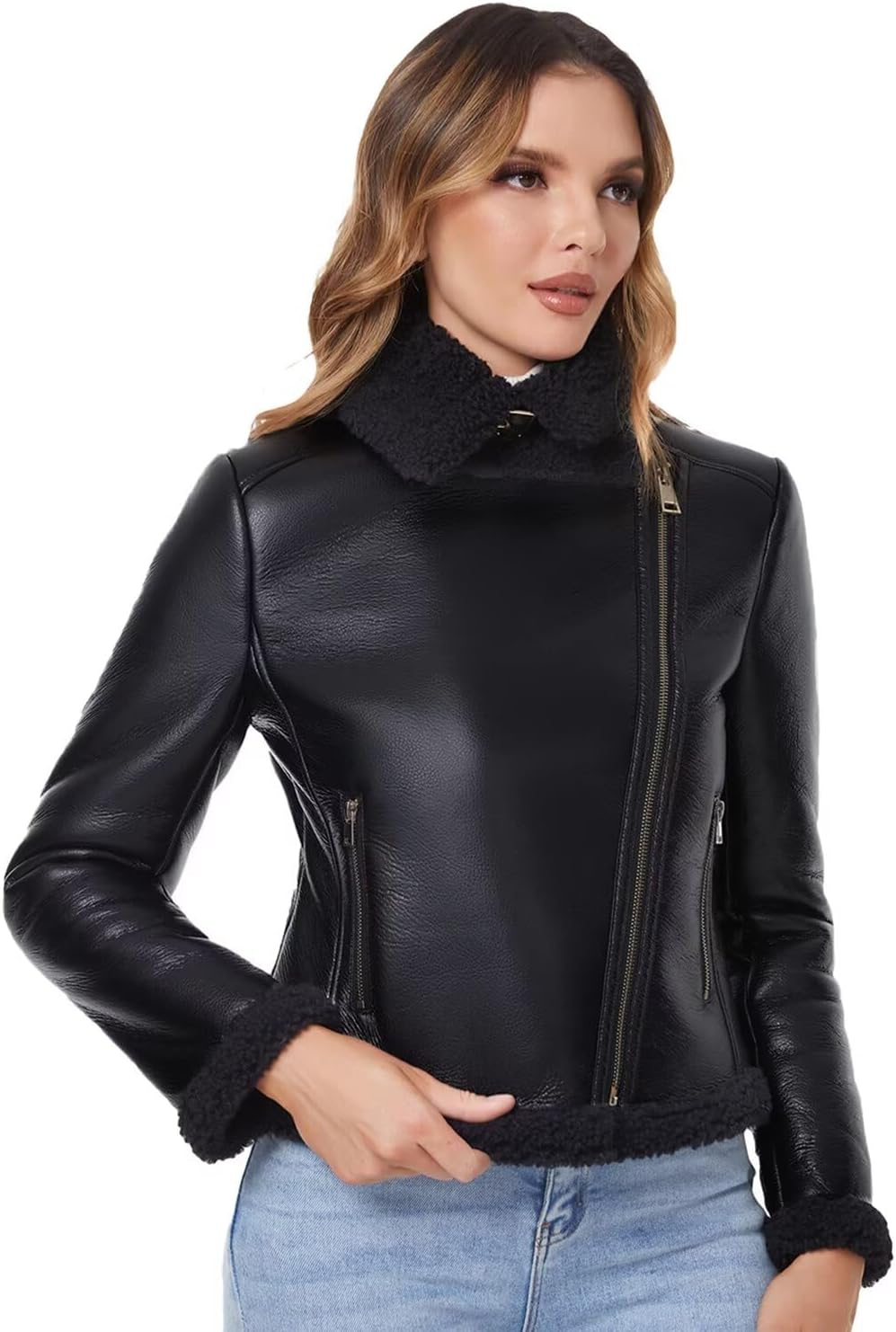 Faux Shearling Moto Jacket