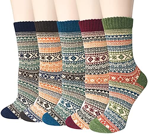 Loritta Women's Wool Socks - Warm Winter Knit Crew Calf-Length Socks for Hiking Boots, Cozy Boot Socks, Perfect Gift & Stocking Stuffer