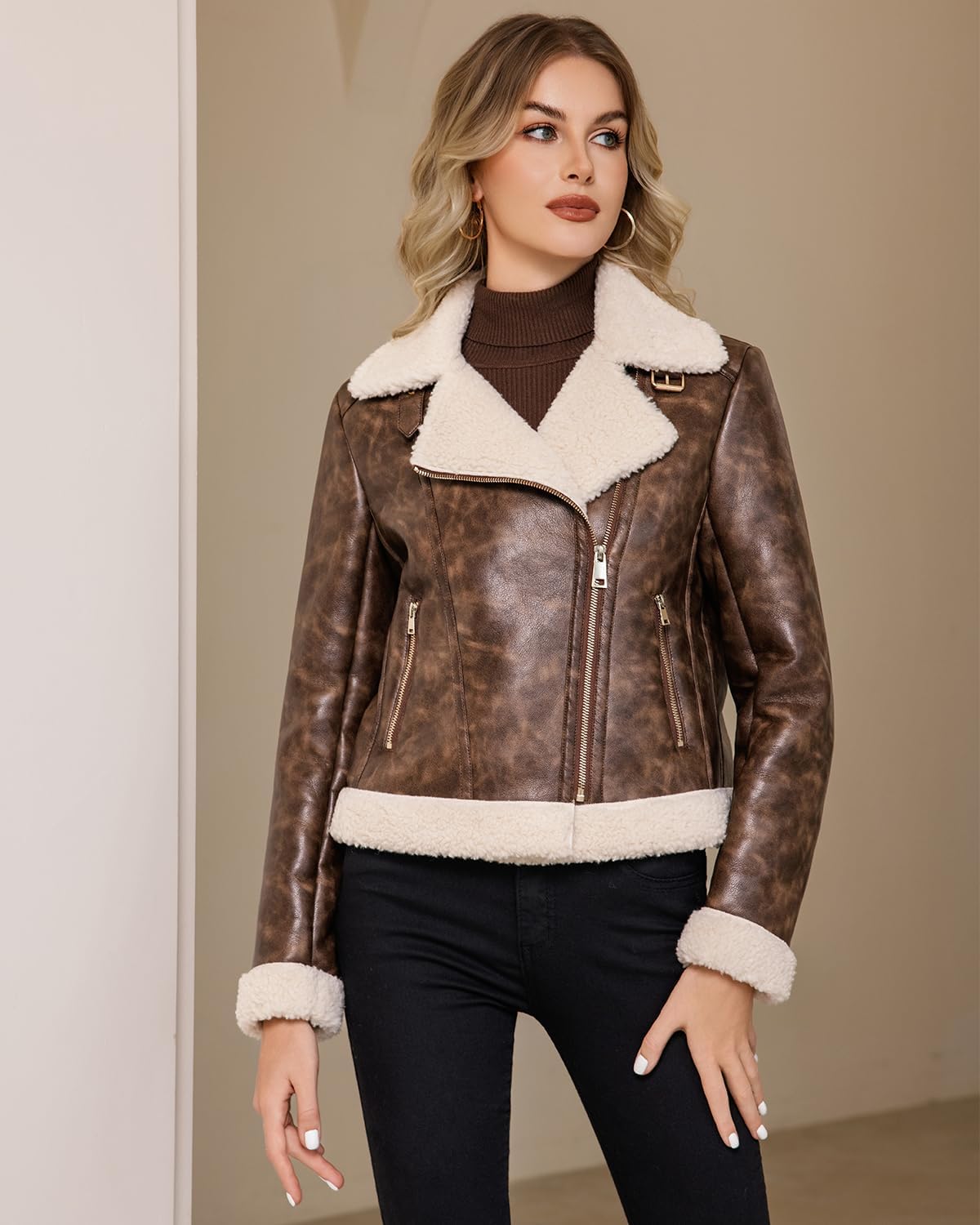 Faux Shearling Moto Jacket